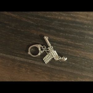 Silver Gun and handcuffs metal rhinestone pendant
